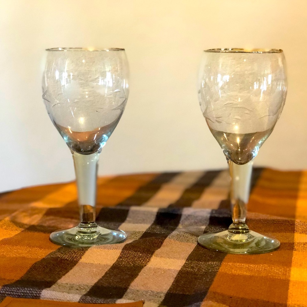 Princess House Heritage Dessert Wine Glasses Gold